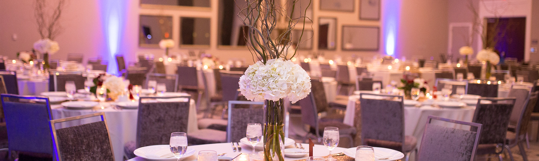 Ballroom with tables and centerpieces